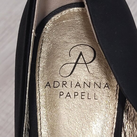 Adrianna Papell Black Satin peep toe heels - Picture 4 of 8